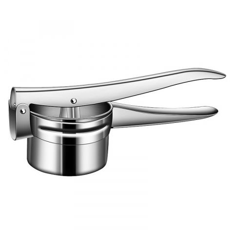 Organizatoare si accesorii pentru bucatarie - Presa storcator pentru fructe si legume, zdrobitor manual, inox, 3 discuri interschimbabile, usor de stors si de curatat, ergonomic, 26.5 x 9.8 x 9.5 cm argintiu