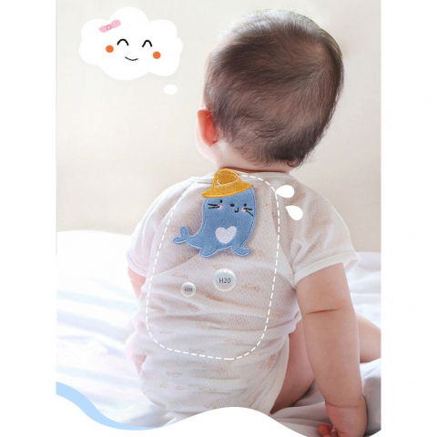 Prosop absorbant, din bumbac, pentru bebelusi, 19x28 cm, model dinozaur, alb [5]