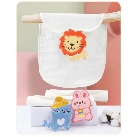 Prosop absorbant, din bumbac, pentru bebelusi, 19x28 cm, model iepuras, alb [4]