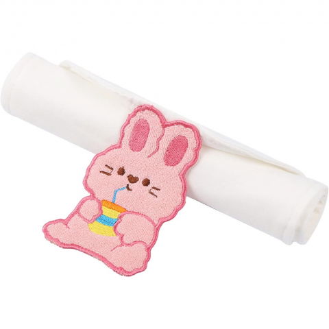 Îngrijire, transport și organizare pentru bebeluși și copii - Prosop absorbant, din bumbac, pentru bebelusi, 19x28 cm, model iepuras, alb