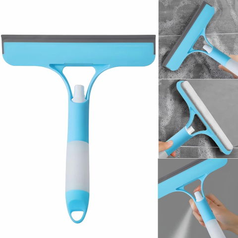 Racleta de curatare 3 in 1, multifunctional, pentru casa si masina, pulverizator de spray, racleta din silicon si burete, 21.5 x 25.7 cm, albastru [4]