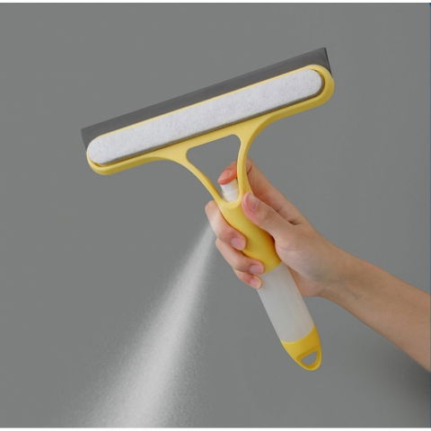 Racleta de curatare 3 in 1, multifunctional, pentru casa si masina, pulverizator de spray, racleta din silicon si burete, 21.5 x 25.7 cm, galben [3]