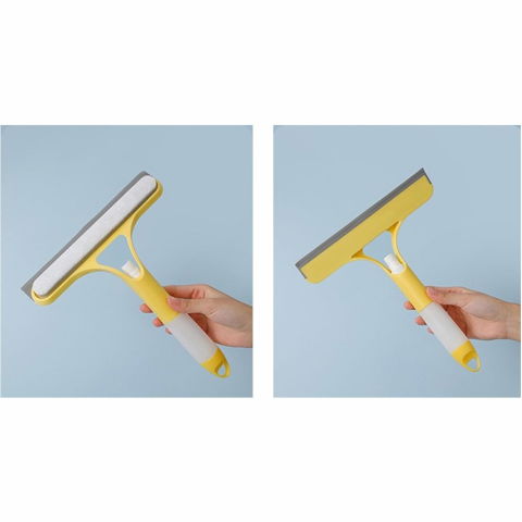 Racleta de curatare 3 in 1, multifunctional, pentru casa si masina, pulverizator de spray, racleta din silicon si burete, 21.5 x 25.7 cm, galben [5]