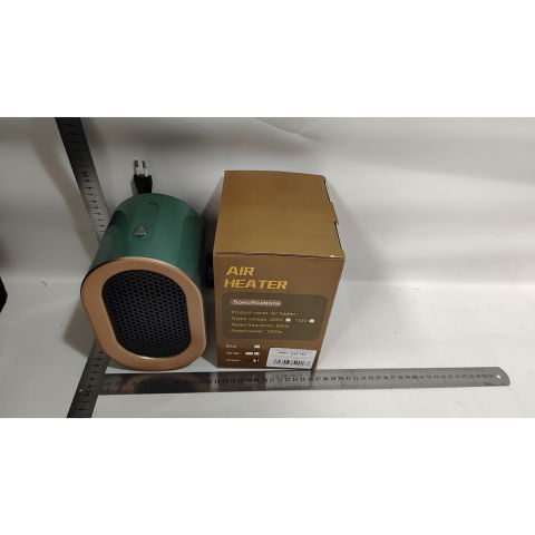 Radiator mini incalzitor, element de incalzire ptc, putere 1200 w, radiator cu termostat reglabil, 19.5 x 12.5 x 12.5 cm, 800 g, verde [2]