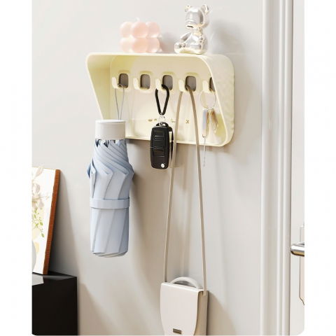 Raft de depozitare cu carlig, pentru chei, bijuterii, 20.3 x 4.6 x 10.3 cm, alb [2]