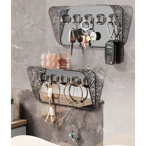 Raft de depozitare cu carlig, pentru chei, bijuterii, 20.3 x 4.6 x 10.3 cm, gri [5]