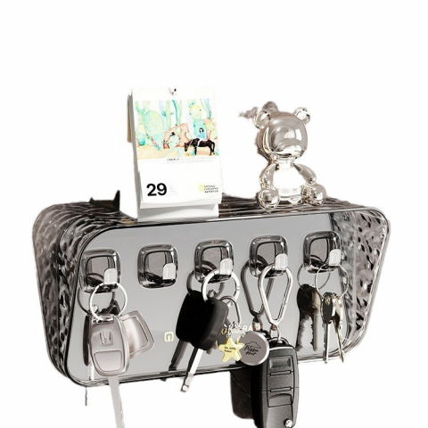 Raft de depozitare cu carlig, pentru chei, bijuterii, 20.3 x 4.6 x 10.3 cm, gri