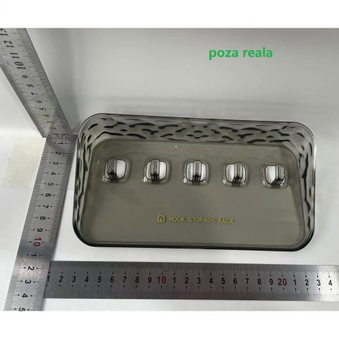Raft de depozitare cu carlig, pentru chei, bijuterii, 20.3 x 4.6 x 10.3 cm, gri [1]