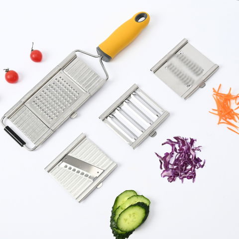 Razatoare multifunctionala  inox, 4 tipuri de lame, usor de manevrat, maner din abs ergonomic,33 x 8.6 cm, periuta curatare inclusa, lame interschimbabile, argintiu [3]