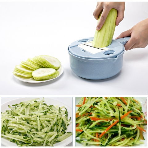 Razatoare multifunctionala  pentru legume, fructe, branzeturi, 10 piese, 27.6x8 cm, albastru [2]