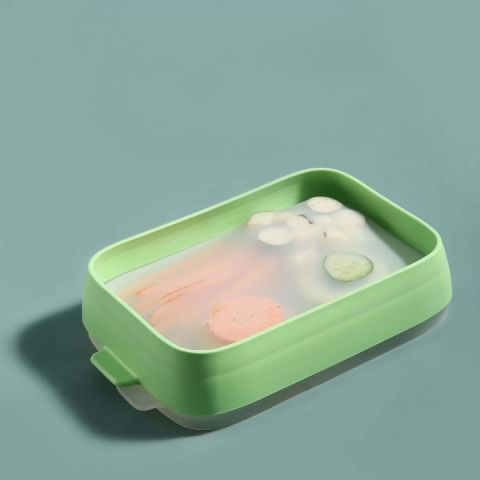 Recipient de depozitare alimente, etans, pentru frigider, din plastic, mentinere proaspata, reutilizabil, rezistent la temperaturi extreme, 22x14.7x5 cm, verde [1]