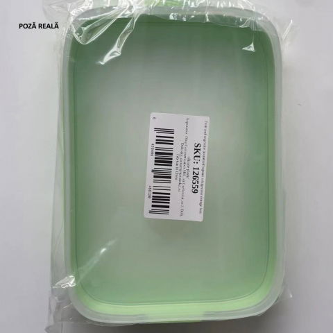 Recipient de depozitare alimente, etans, pentru frigider, din plastic, mentinere proaspata, reutilizabil, rezistent la temperaturi extreme, 22x14.7x5 cm, verde [4]
