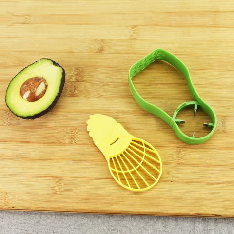Recipient de depozitare avocado 5in1, etans, pentru frigider, din plastic, dispozitiv de taiat, curatat, feliat, 15x4.5x7 cm, gri [3]