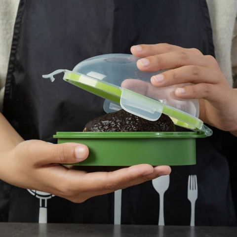 Recipient de depozitare avocado, etans, pentru frigider, din plastic, mentinere proaspata, 15.3x11x8 cm, verde [6]