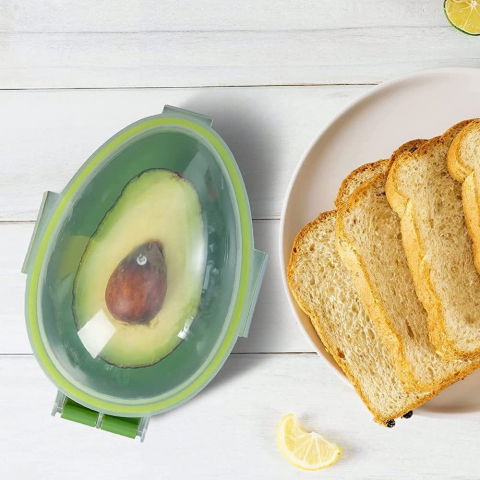 Recipient de depozitare avocado, etans, pentru frigider, din plastic, mentinere proaspata, 15.3x11x8 cm, verde [9]