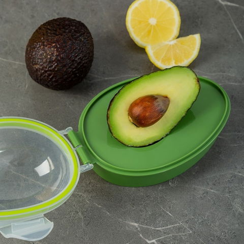 Recipient de depozitare avocado, etans, pentru frigider, din plastic, mentinere proaspata, 15.3x11x8 cm, verde [2]