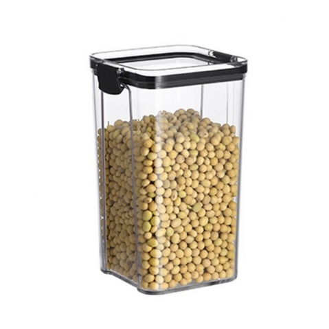 Recipiente pentru alimente de baza, gustari si cereale - Recipient din plastic, pentru alimente/obiecte, inchidere ermetica, 10.2 x 18.5 cm, 1300 ml, transparent