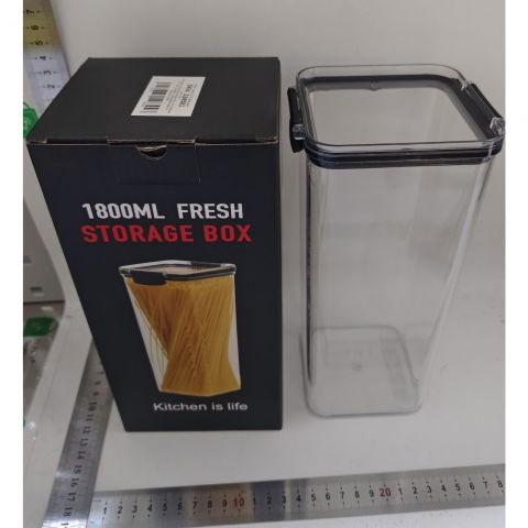 Recipient din plastic, pentru alimente/obiecte, inchidere ermetica, 10.2 x 24.2 cm, 1800 ml, transparent [6]