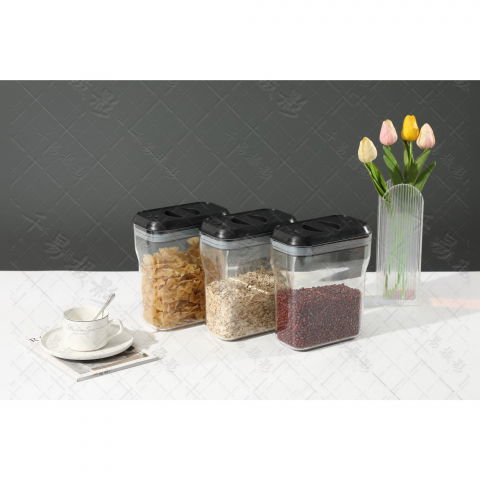 Recipient din plastic, pentru alimente/obiecte, inchidere ermetica rotire 90 grade, 2l, 20.5 x 10.5 x 27 cm, transparent [1]