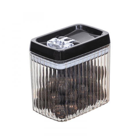 Recipiente pentru alimente de baza, gustari si cereale - Recipient din plastic, pentru alimente/obiecte, inchidere ermetica, textura ondulata, 15 x 10 x 15.5 cm, 1.5 l, transparent