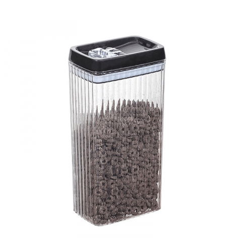 Recipiente pentru alimente de baza, gustari si cereale - Recipient din plastic, pentru alimente/obiecte, inchidere ermetica, textura ondulata, 15 x 10 x 30 cm, 3.3 l, transparent