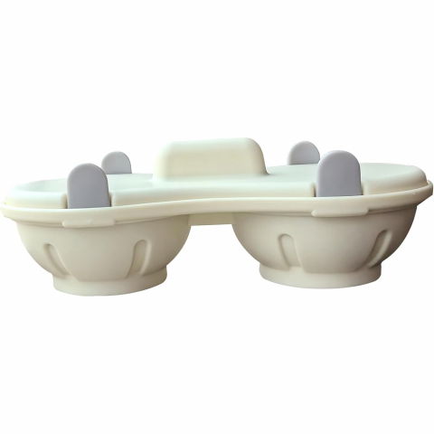 Recipient dublu pentru oua, din plastic  pentru gatit la microunde, 22 x 11.8 x 8 cm, gri [2]