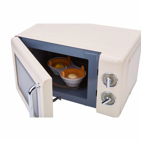 Recipient dublu pentru oua, din plastic  pentru gatit la microunde, 22 x 11.8 x 8 cm, portocaliu [3]