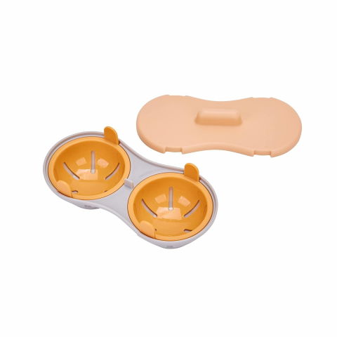 Suporturi pentru oua - Recipient dublu pentru oua, din plastic  pentru gatit la microunde, 22 x 11.8 x 8 cm, portocaliu