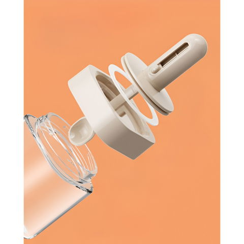 Recipient pentru depozitarea condimentelor, borcan din sticla, capac si lingura incorporate, uz casnic, 300 ml, 7.1x7.1x14.8 cm, gri [5]