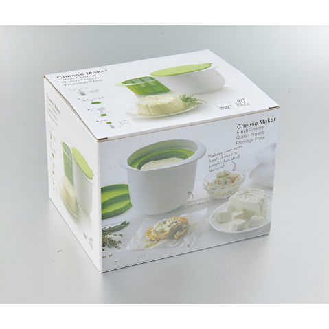 Recipient pentru preparat branza, capac de silicon, cheese maker din plastic, strecuratoare, 17x14.5x12.8 cm, alb [1]