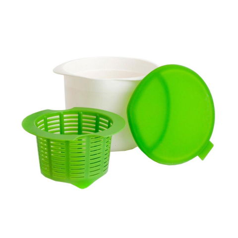 Organizatoare si accesorii pentru bucatarie - Recipient pentru preparat branza, capac de silicon, cheese maker din plastic, strecuratoare, 17x14.5x12.8 cm, verde