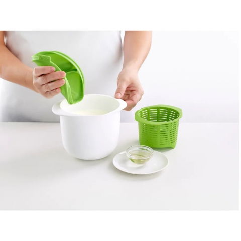 Recipient pentru preparat branza, capac de silicon, cheese maker din plastic, strecuratoare, 17x14.5x12.8 cm, verde [7]