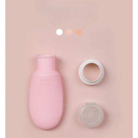 Recipient portabil din silicon elegant de voiaj, sticla de calatorie, potrivita pentru lotiune, sampon si alte lichide, anti-scurgere, cu posibilitate de reumplere, capacitate 90ml, 14cm, roz [1]