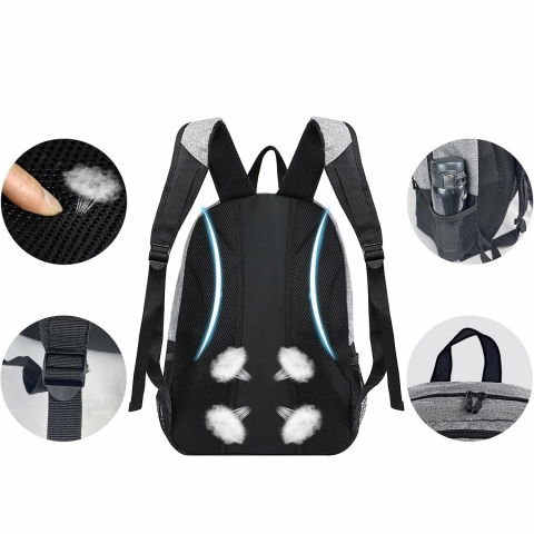 Rucsac de baschet multifunctional, pentru calatorie, sport, scoala, cu compartiment pentru pantofi si minge, 32 litri, 45x32x22 cm, gri-negru [1]