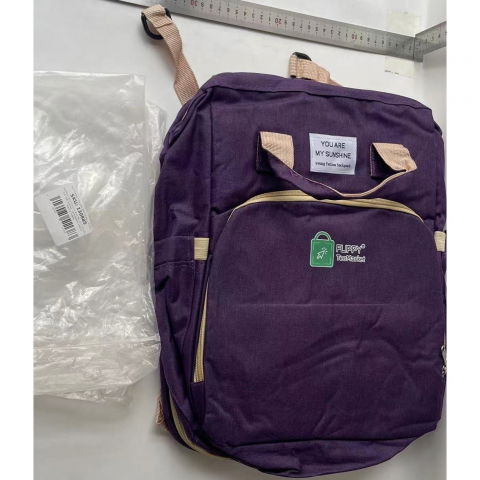 Rucsac multifunctional pentru mamici, cu patut pliabil si baza de schimbat, rezistent la apa, capacitate mare, usor, compartimente multiple, buzunar termic pentru lapte, 42 x 32 x 22 cm, mov [3]