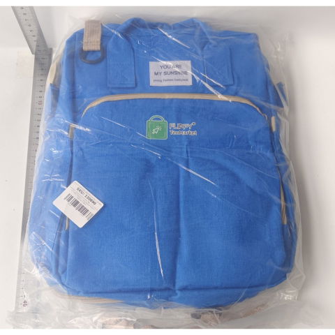 Rucsac multifunctional pentru mamici, cu patut pliabil si baza de schimbat, rezistent la apa, capacitate mare, usor, compartimente multiple, buzunar termic pentru lapte, 42 x 32 x 22 cm, albastru deschis [5]