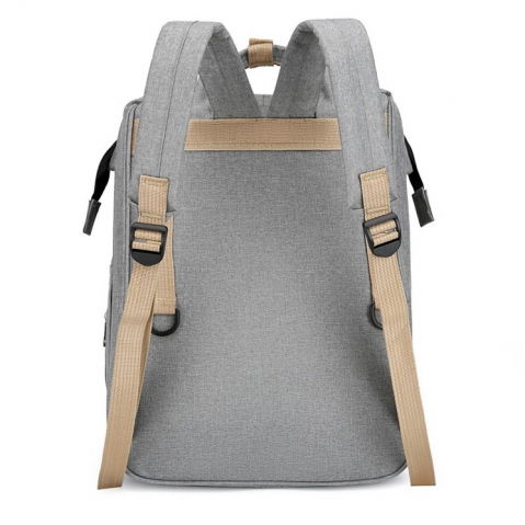 Rucsac multifunctional pentru mamici, cu patut pliabil si baza de schimbat, rezistent la apa, capacitate mare, usor, compartimente multiple, buzunar termic pentru lapte, 42 x 32 x 22 cm, gri [3]