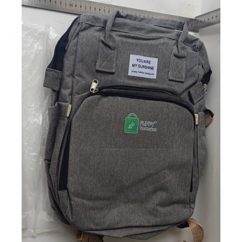 Rucsac multifunctional pentru mamici, cu patut pliabil si baza de schimbat, rezistent la apa, capacitate mare, usor, compartimente multiple, buzunar termic pentru lapte, 42 x 32 x 22 cm, gri [1]