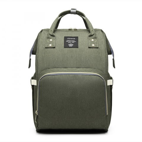 Rucsac multifunctional pentru mamici, din panza oxford, compartimentare multipla, impermeabil, 43 x 18 x 26 cm, verde army [3]