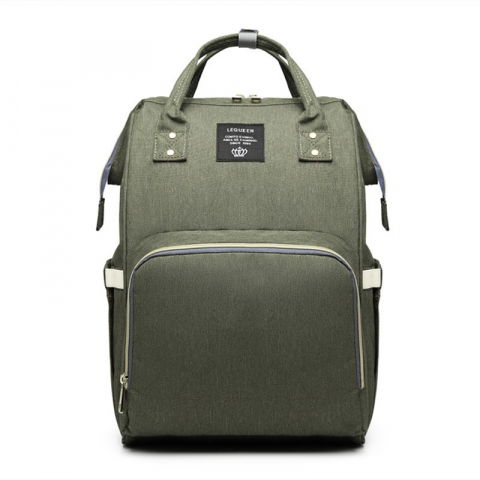 Îngrijire, transport și organizare pentru bebeluși și copii - Rucsac multifunctional pentru mamici, din panza oxford, compartimentare multipla, impermeabil, 43 x 18 x 26 cm, verde army
