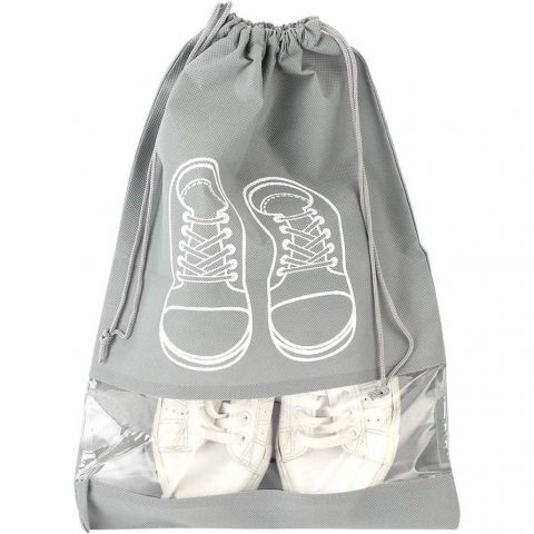 Sac depozitare incaltaminte, pentru voiaj sau depozitare, rezistent la praf, compatibil cu masina de spalat, 27 x 36 cm, gri deschis [8]