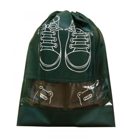 Sac depozitare incaltaminte, pentru voiaj sau depozitare, rezistent la praf, compatibil cu masina de spalat, 27 x 36 cm, verde inchis [3]
