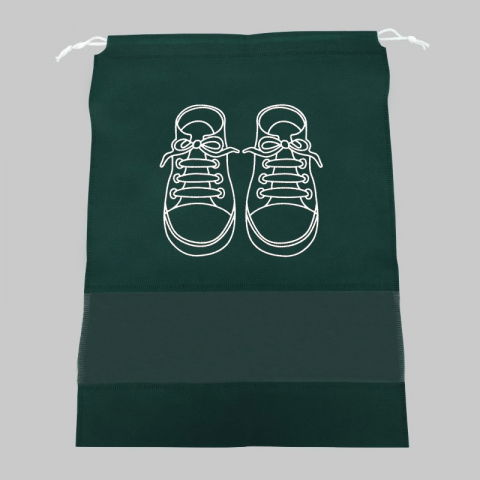 Sac depozitare incaltaminte, pentru voiaj sau depozitare, rezistent la praf, compatibil cu masina de spalat, 27 x 36 cm, verde inchis [1]