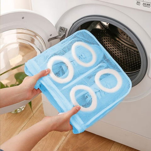 Sac pentru spalare incaltaminte, pentru masina de spalat, 28x24.5x8 cm, albastru [3]