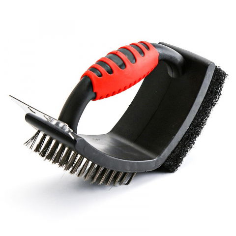 Sarma pentru gratar, 3 in 1, cu racleta si burete, sarna din otel inoxidabil, 16 x 7 x 11 cm [5]