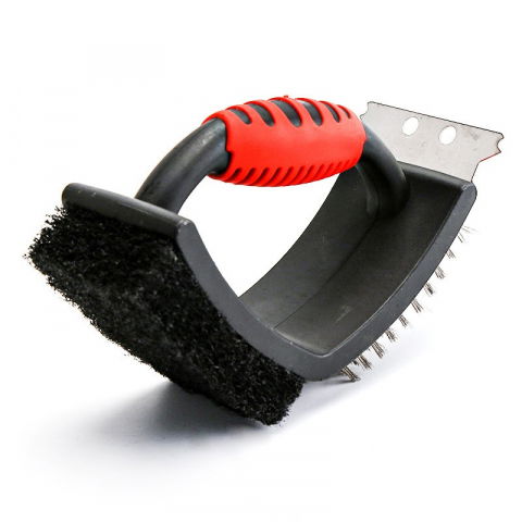 Sarma pentru gratar, 3 in 1, cu racleta si burete, sarna din otel inoxidabil, 16 x 7 x 11 cm [3]