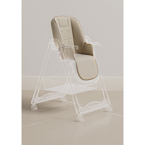 Scaun de masa pentru bebelusi si copii, 2 tavite si husa detasabile, multifuncțional, stabil, centura de siguranta, inaltime ajustabila, spatar reglabil moale, cos de depozitare, 100x50x80cm, de la 6 luni, crem [2]