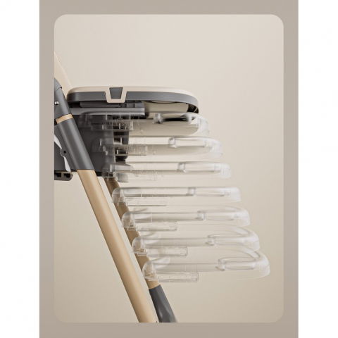 Scaun de masa pentru bebelusi si copii, 2 tavite si husa detasabile, multifuncțional, stabil, centura de siguranta, inaltime ajustabila, spatar reglabil moale, cos de depozitare, 100x50x80cm, de la 6 luni, crem [4]