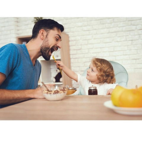 Scaun de masa pentru bebelusi si copii, cu roti, telescopic, pliabil, masuta reglabila, suport picioare, scaun cu invelis piele artificiala, centura siguranta, spatiu depozitare, 97x73x65 cm, verde [6]