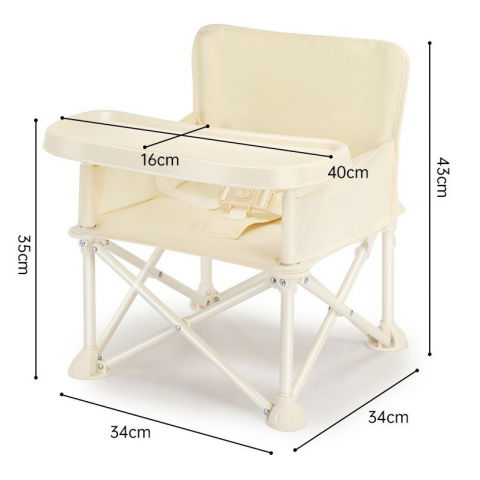 Scaun de masa pentru bebelusi si copii, tavita si husa detasabile, multifuncțional, stabil, centura de siguranta, cos de depozitare, bej, cu umbrela roz, de la 6 luni [9]